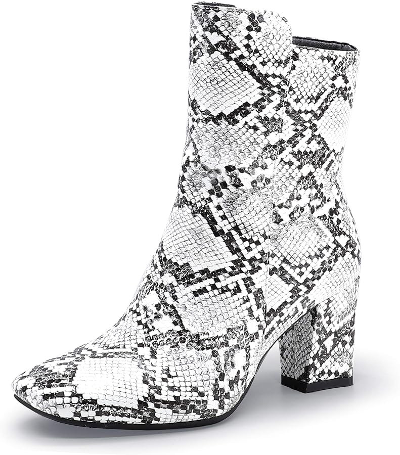 IDIFU Women's Ada Fashion Square Toe Ankle Boots Low Block Heel Short Boots Side Zipper Booties S... | Amazon (US)