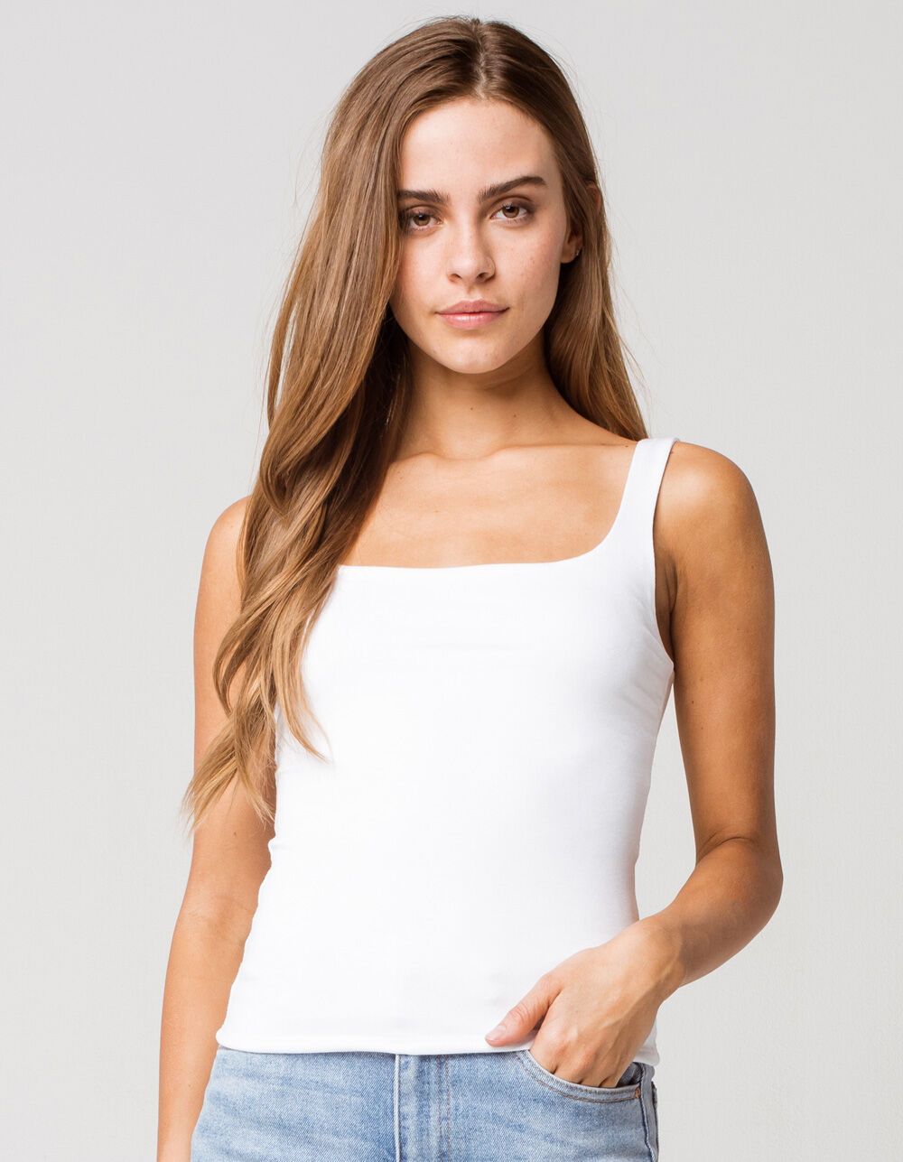 RSQ Square Neck White Tank Top | Tillys