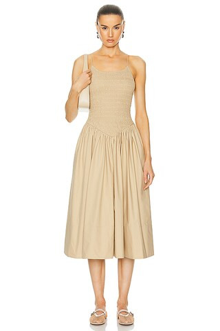 L'Academie by Marianna Armanda Poplin Midi Dress in Khaki from Revolve.com | Revolve Clothing (Global)