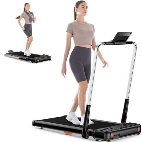 Incline Walking Pad with Handle Bar,2 in 1 Portable Under Desk Treadmill with Ultra Quiet Brushless,3.0HP Foldable Treadmill for Home Office,300+ lb Capacity,Remote Control,Safety Lock,Black | Amazon (US)