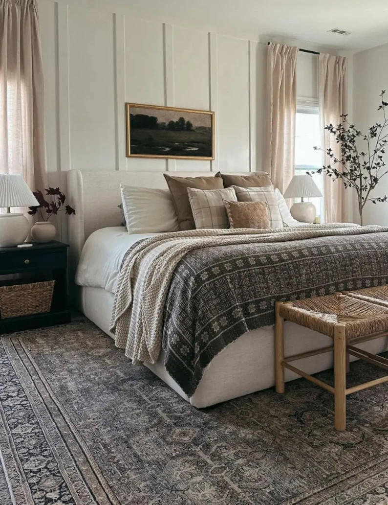 Earth Toned Hand Crafted Cotton Kantha Block Print Throw Blanket Bedding Moody Decor Pillow & Cus... | Etsy (US)