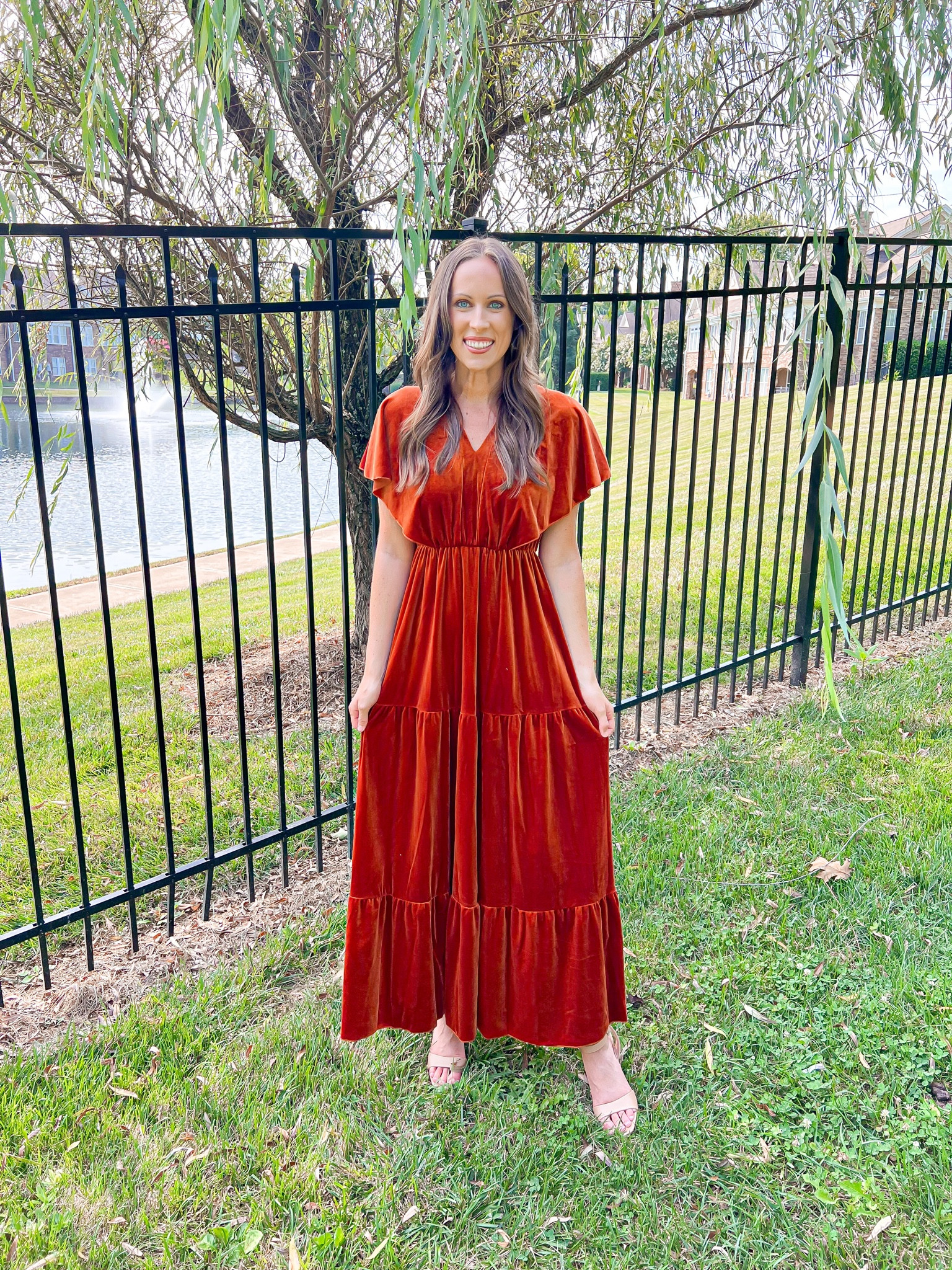 Wedding guest dress 
Fall Edition 🍂

This velvet dress is absolutely stunning! Wearing a size small. Doesn’t itch - hits near the ankle - I’m 5’7”. 

Has stretch in the waist / hips 🤎

Wedding guest dress, engagement dress, baby shower dress, special event dress, maternity, fall dress, Amazon find, Amazon dress, orange dress, Amazon must have 

#LTKFind #LTKstyletip #LTKwedding