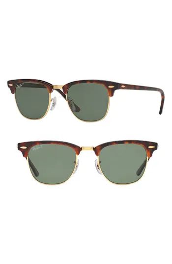 Women's Ray-Ban 'Classic Clubmaster' 51Mm Polarized Sunglasses - Red Havana | Nordstrom