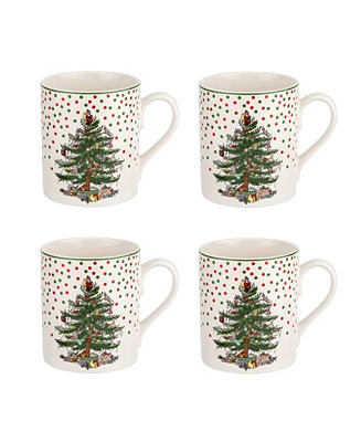 Spode Christmas Tree Polka Dot Mugs, Set of 4 - Macy's | Macy's