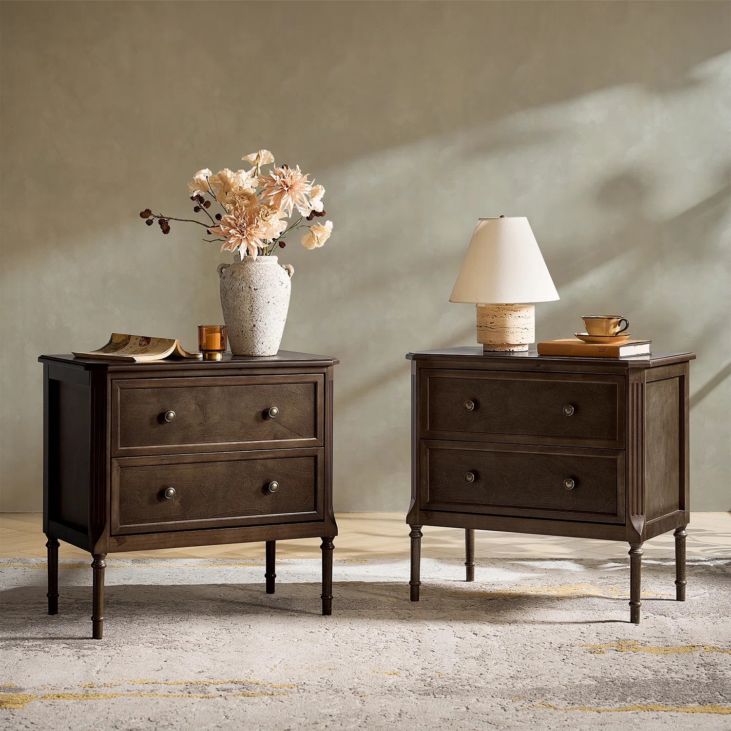 Poston Transitional 28''W 2 Drawer End Table with Charging Station and Simple Assembly (Set of 2) | Wayfair North America