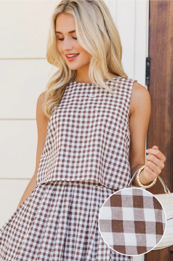 Picnic Plans Brown Gingham Blouse | The Mint Julep Boutique