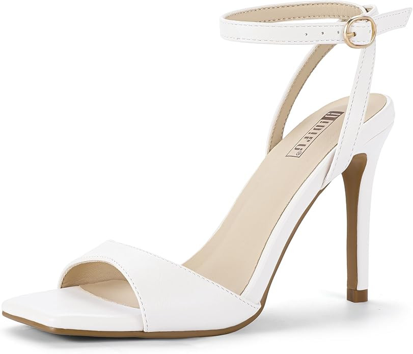 IDIFU IN4 High Stiletto Heels Square Peep Open Toe Strappy Heeled Sandals Wedding Bridal Prom Par... | Amazon (US)