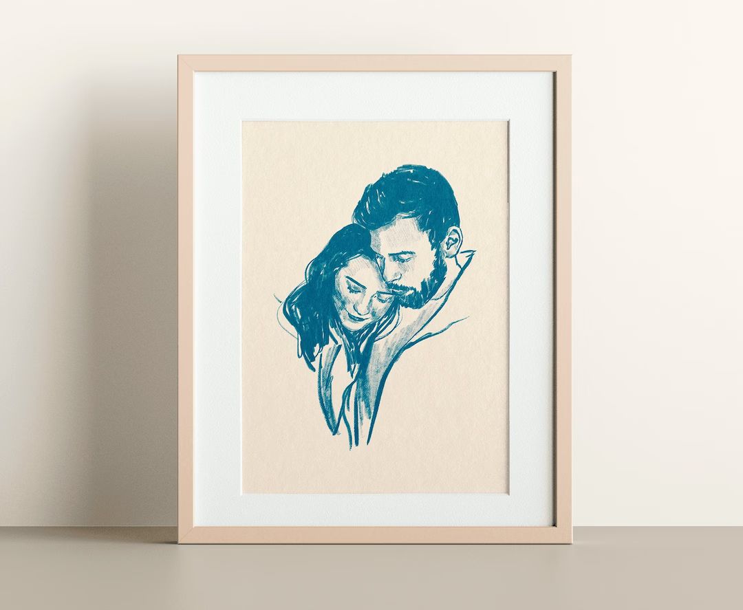 Custom Line Drawing Couple Portrait Minimalist Illustration - Etsy | Etsy (US)