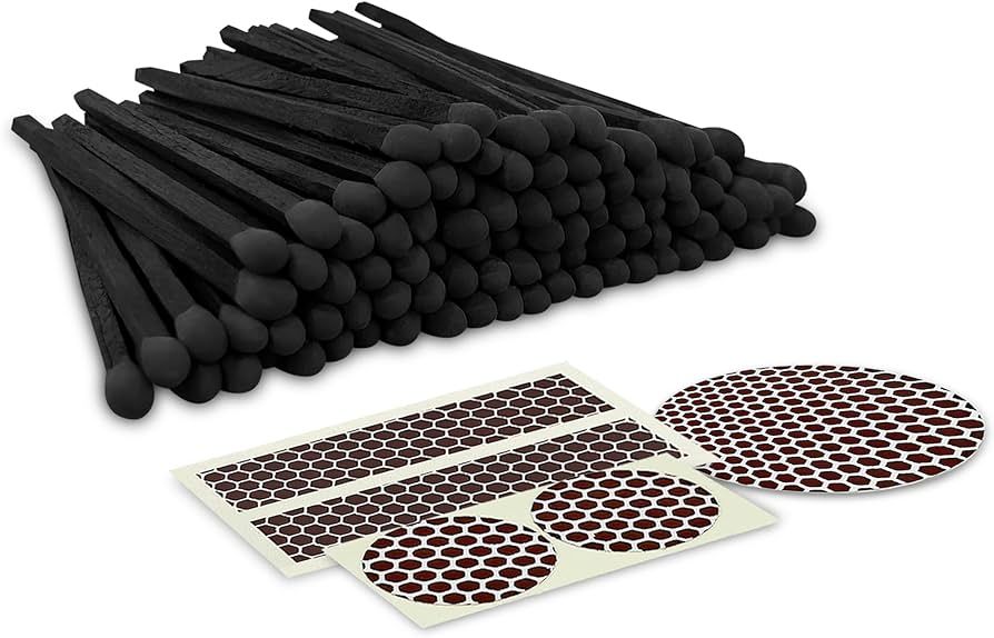 Thankful Greetings 2" All Black Matches | 100+ Bold Black Stick Black Tip ~ Safety Matchsticks wi... | Amazon (US)
