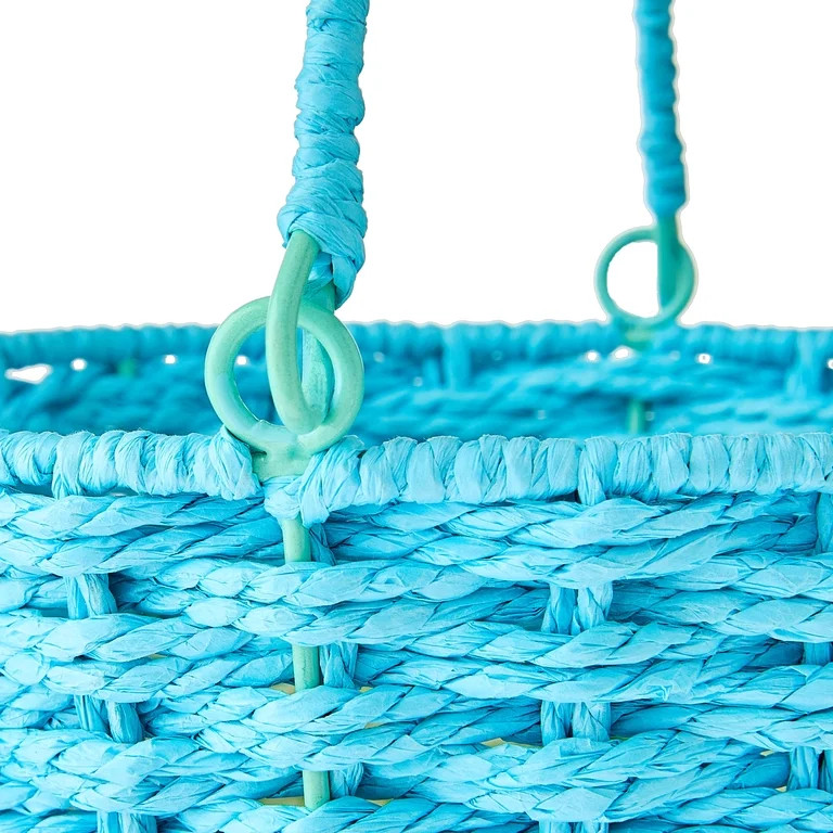 Round Bunny Ear Handle Paper Basket, Blue and Green, 9" x 6.5", Easter by Way To Celebrate | Walmart (US)