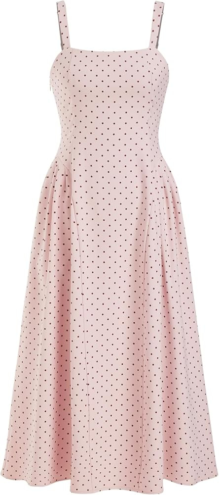 CIDER Womens Polka Dots Summer Casual Dresses Square Neck Sleeveless Midi A Line Elegant Dress | Amazon (US)