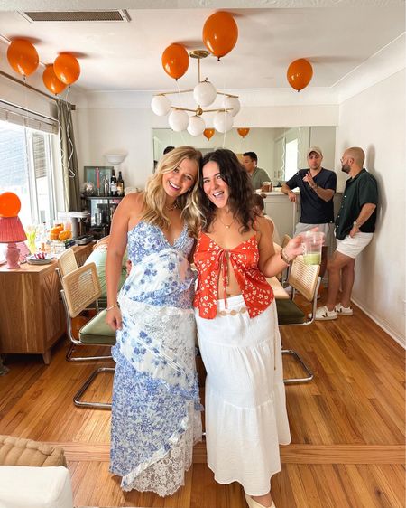 Blue and white for love and lemons maxi sundress + orange tie front top with long white skirt 

#LTKfindsunder100 #LTKstyletip