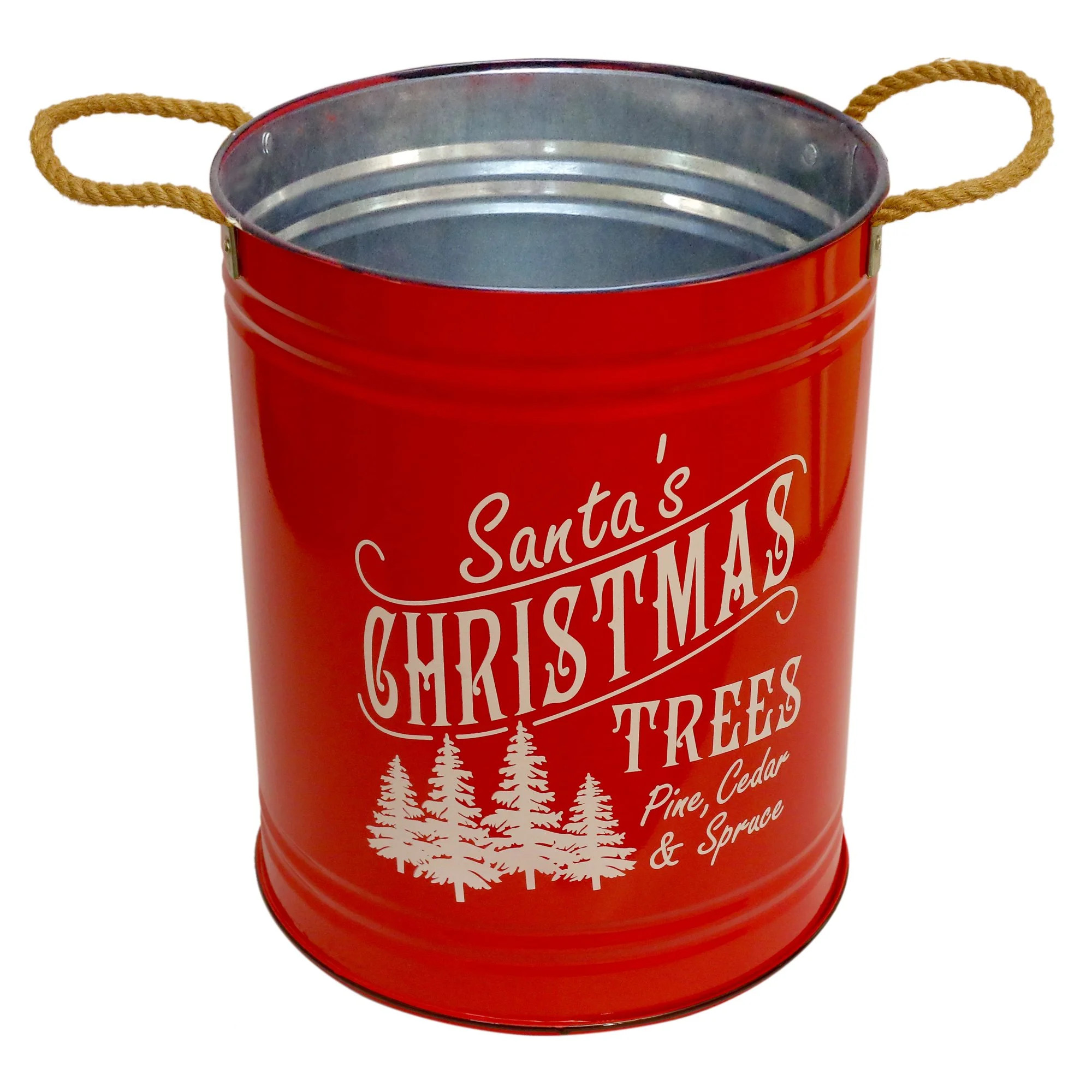 Red Christmas Bucket Decor, 12" x 12" x 15", by Holiday Time - Walmart.com | Walmart (US)