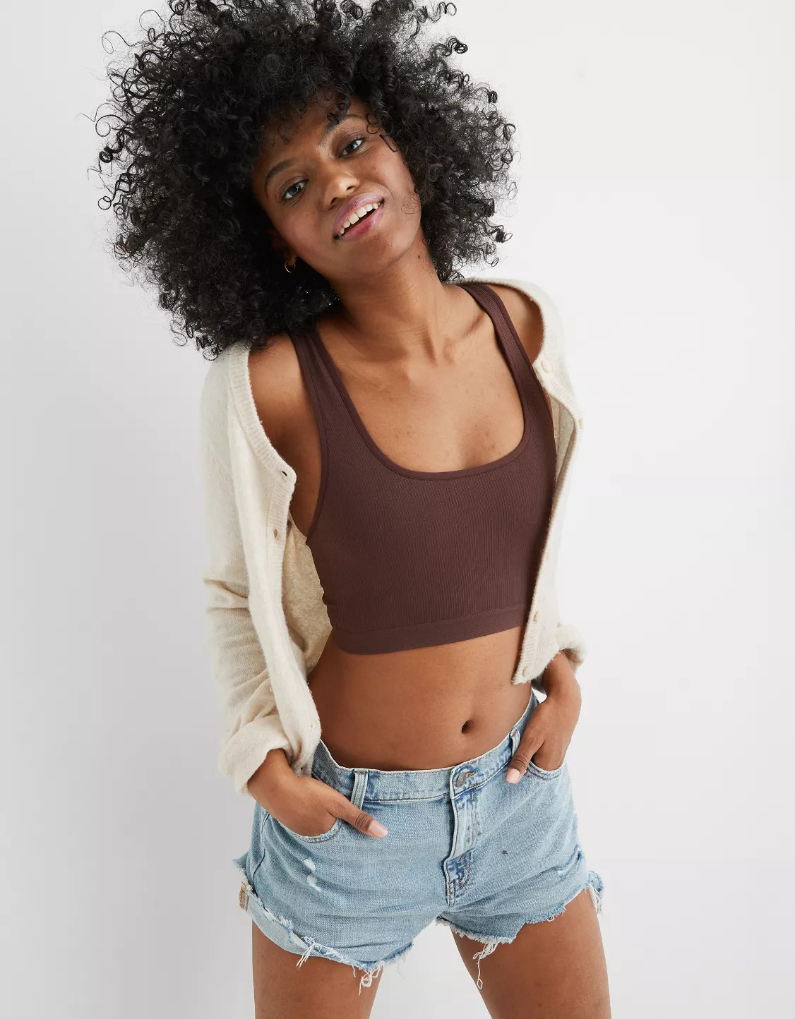 Aerie Seamless Square Neck Longline Bralette | American Eagle Outfitters (US & CA)