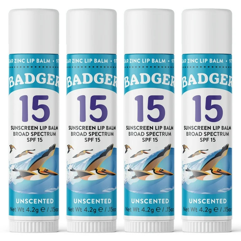 Badger Sunscreen Lip Balm SPF 15, Organic Mineral Sunscreen SPF Lip Balm with Zinc Oxide, Reef Fr... | Walmart (US)