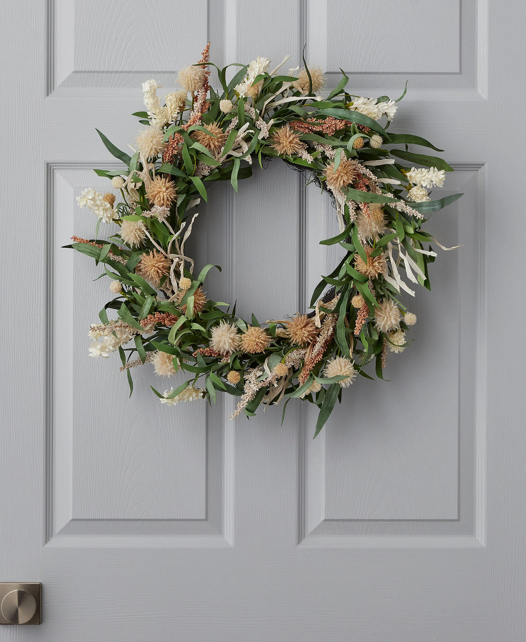 24" Faux Globe Thistle Medley Front Door Summer Wreath | Wayfair North America