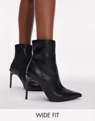 Topshop Wide fit Hailey high heel point boot in black | ASOS (Global)