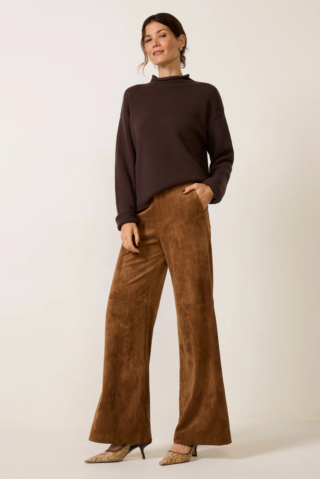 Z SUPPLY Women's Cecile Suede Wide Leg Pants, Size 30, Saddlesuede Brown | Evereve