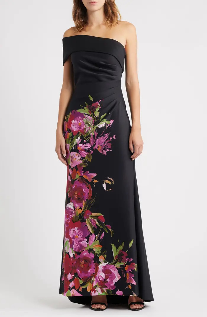 Placed Floral One-Shoulder Gown | Nordstrom