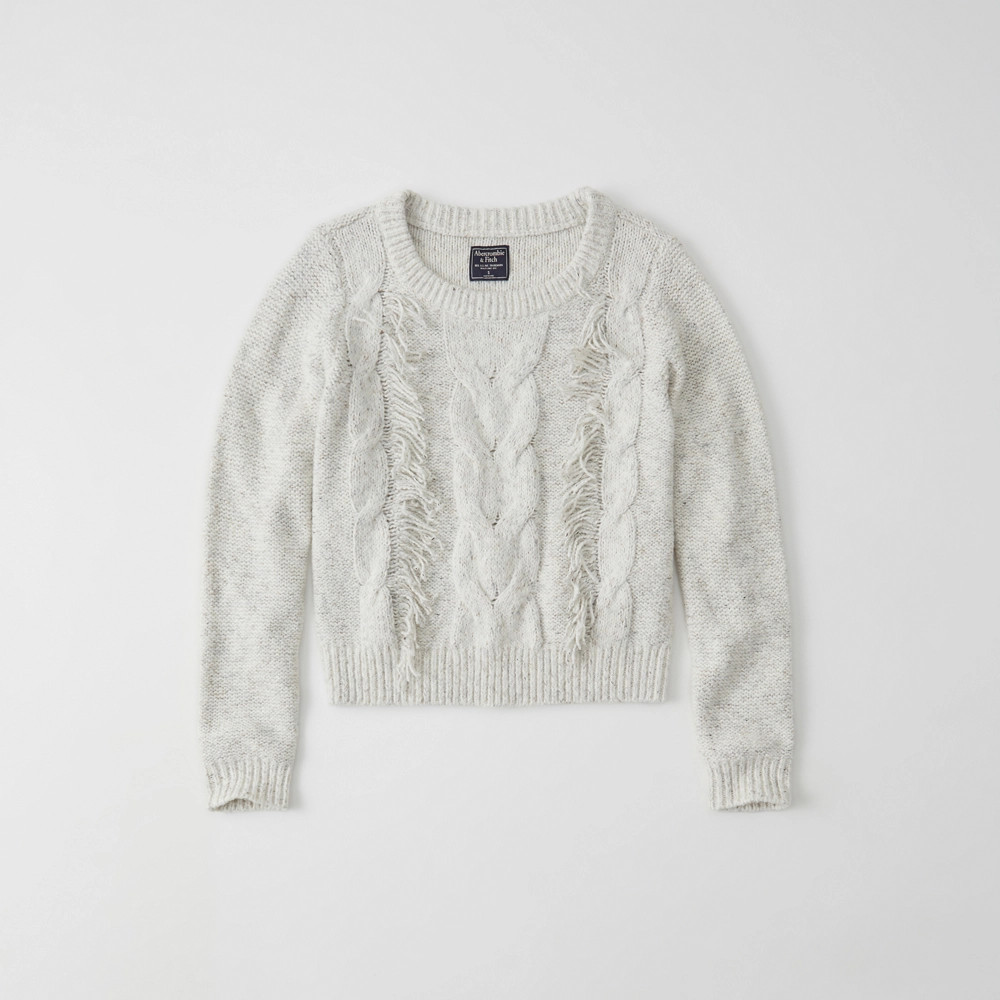 Crewneck Fringe Sweater | Abercrombie & Fitch US & UK