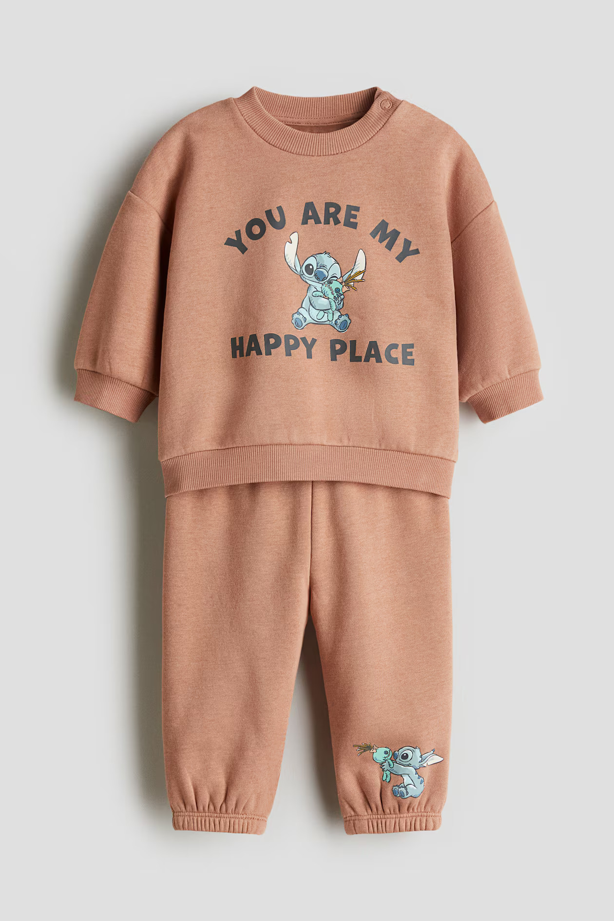 2-Piece Printed Sweatsuit - Light brown/Lilo & Stitch - Kids | H&M US | H&M (US + CA)