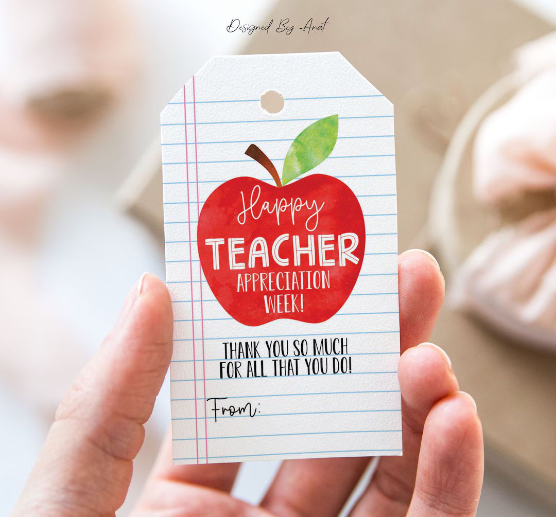 Apple Teacher Appreciation Week Tag, Printable End of School Year Favor Tags, Apple Teacher Appre... | Etsy (US)