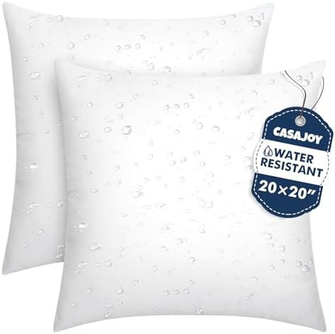 Pack of 2 20x20 Outdoor Pillows, Water Resistant Throw Pillow Inserts, Cushion Inner Pads for Pat... | Amazon (US)