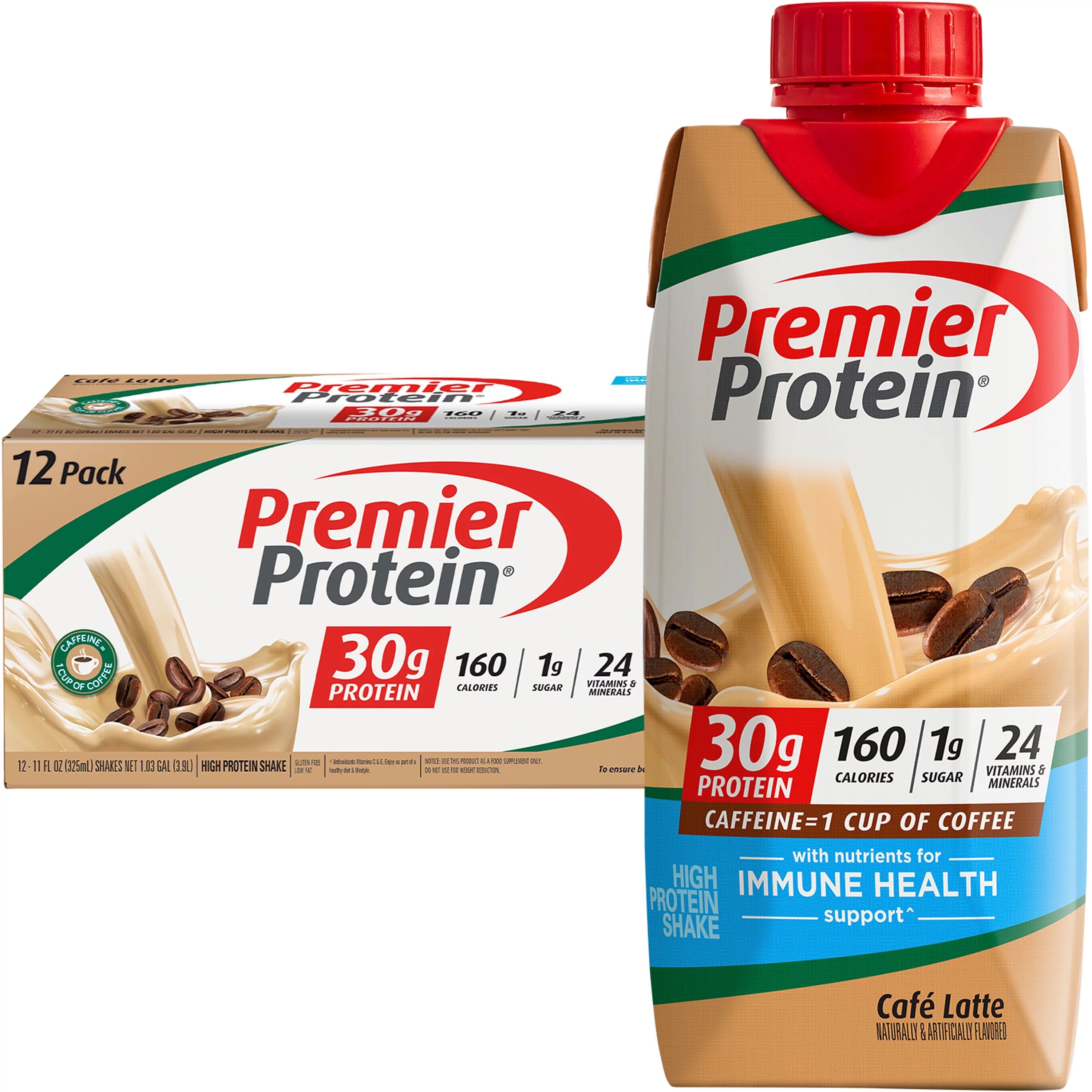Premier Protein Shake, Café Latte, 30g Protein, 11 fl oz, 12 Ct - Walmart.com | Walmart (US)