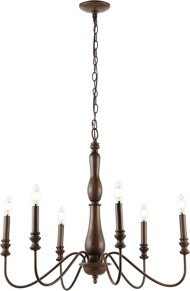 JONATHAN Y JYL7597A Victoria 29" 6-Light Rustic Midcentury Iron LED Chandelier Farmhouse Classic ... | Amazon (US)