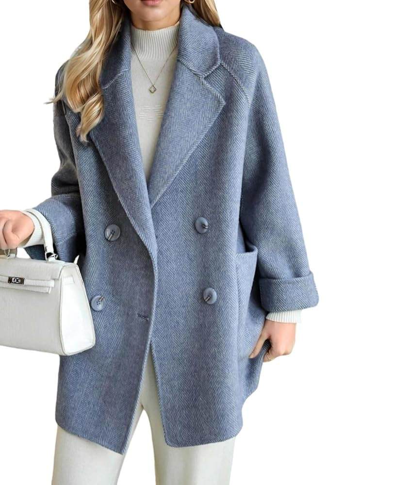 CHARTOU Women Wool Coat Peacoat Jacket Thick Loose Double Breasted Pea Coat Woolen Winter Overcoa... | Amazon (US)
