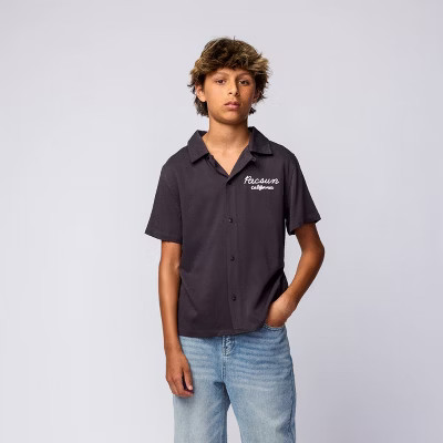 Pacsun Kids Boys' Button-Up Shirt - Black L | Target