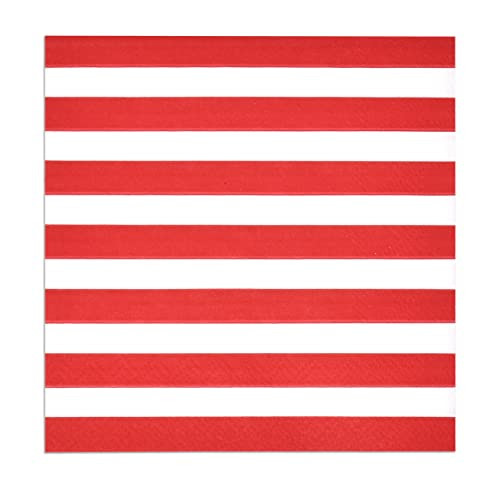 Gift Boutique - 100 Red & White Stripe Cocktail Beverage Napkins, 3 Ply Disposable Paper Pack Striped Dessert Napkin for Dinner, Wedding, Birthday, Bridal & Baby Shower Party Supplies Decorations | Amazon (US)