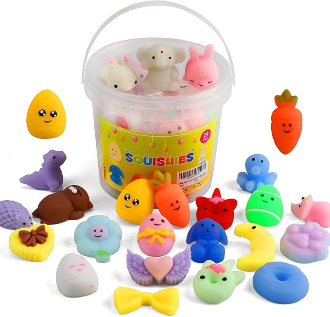 Easter Mochi Squishies, 24 pcs - Basket Stuffers & Egg Fillers for Kids, Teens, and Toddlers - Fi... | Amazon (US)