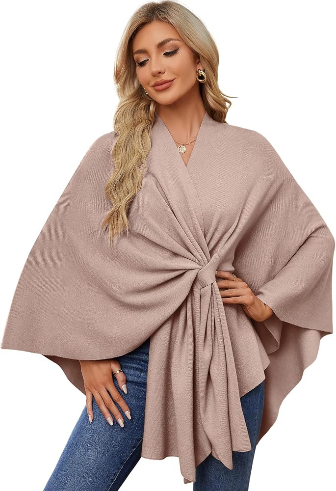 PULI Women's Elegant Shawl Wraps Soft Open Front Poncho Sweater for Spring Fall Winter | Amazon (US)