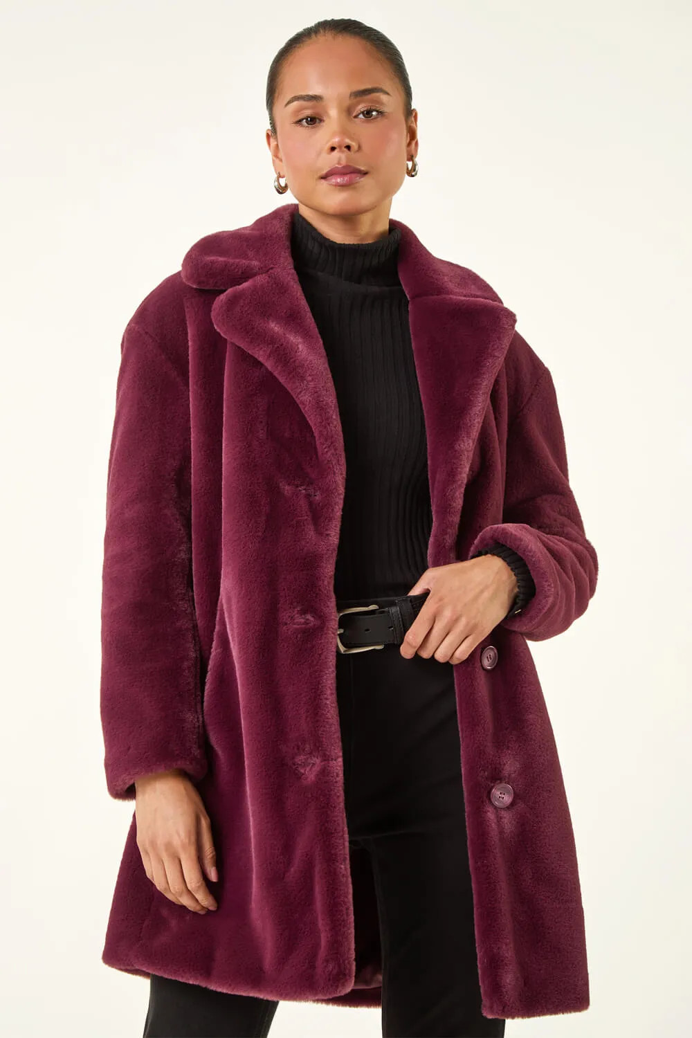 Jackets & Coats | Petite Longline Pocket Fur Coat | Roman | Debenhams UK