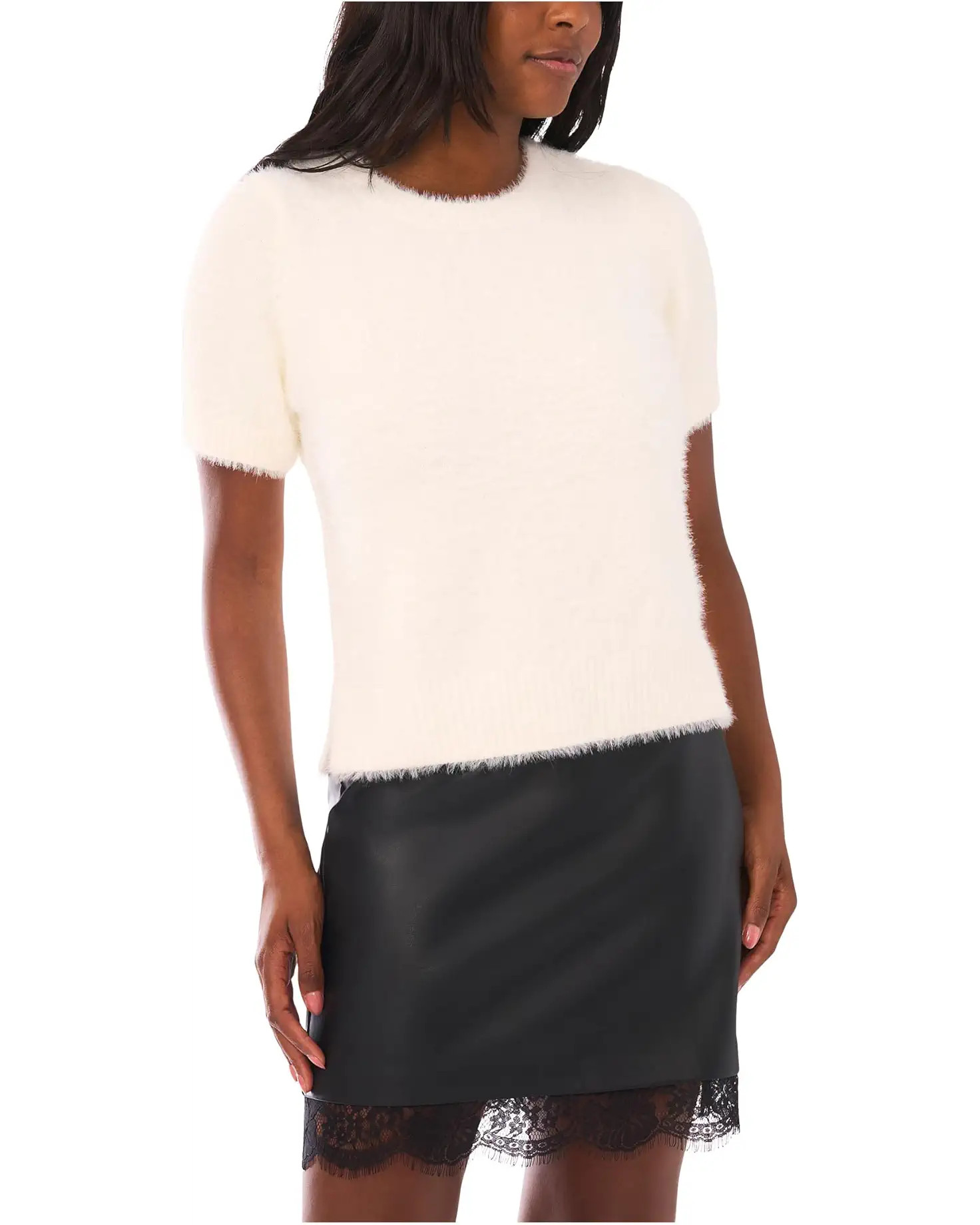 Women's Vince Camuto Eyelashshort Sleeve Crew Neck | Zappos