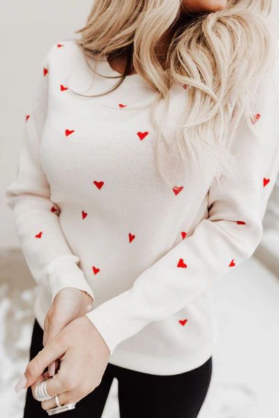 Be Mine Heart Sweater - Ivory | Mindy Mae's Market