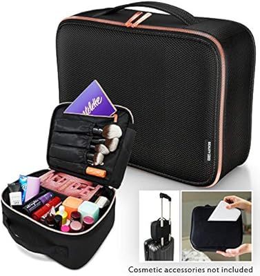 Travel Makeup Bag - Designer Cosmetics Bag with Rose Gold Zipper - Makeup Case and Toiletry Bag -... | Amazon (US)