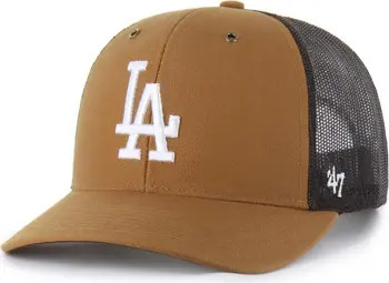 Men's Carhartt x '47  Brown Los Angeles Dodgers Trucker Adjustable Hat | Nordstrom