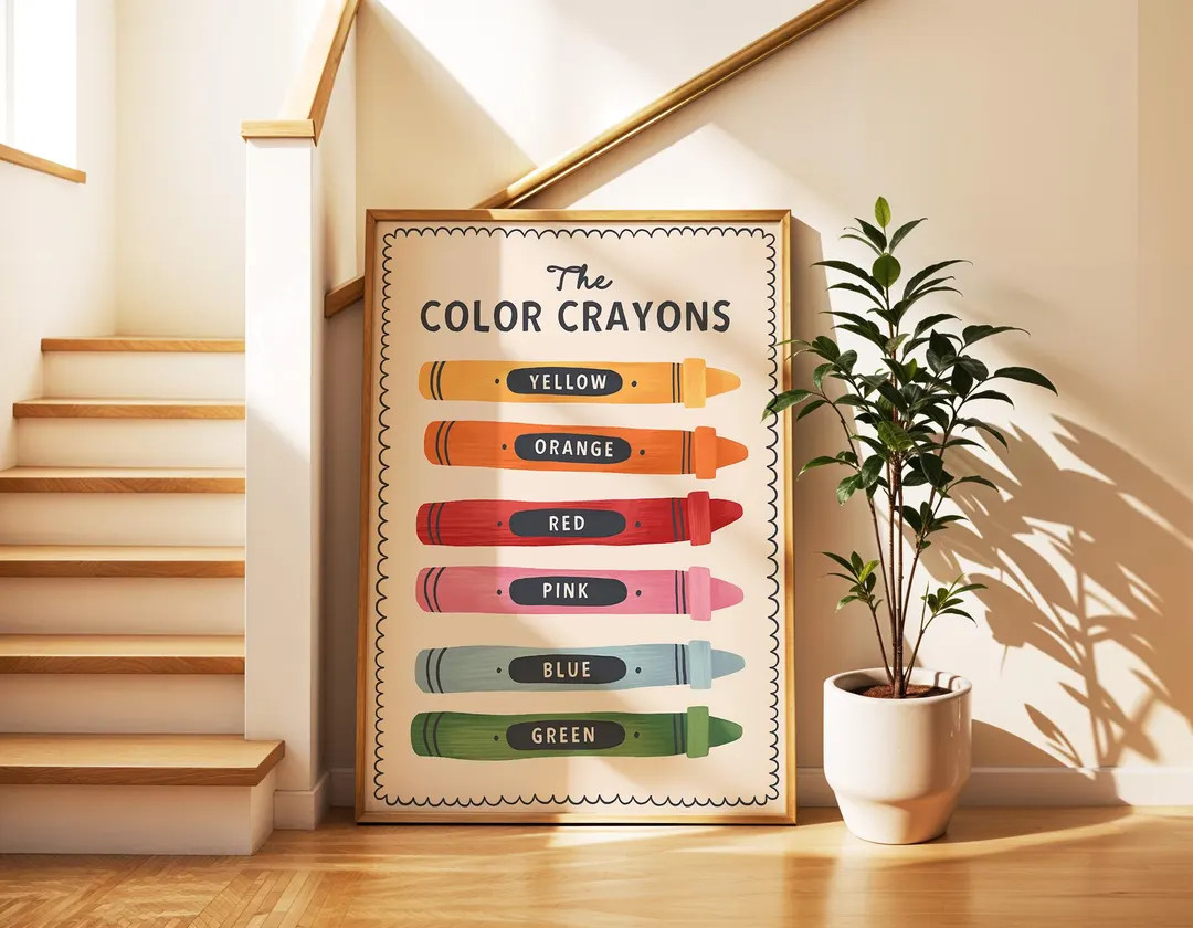The Color Crayons: Educational Kid's Art Print, Playroom Wall Decor - Etsy | Etsy (US)