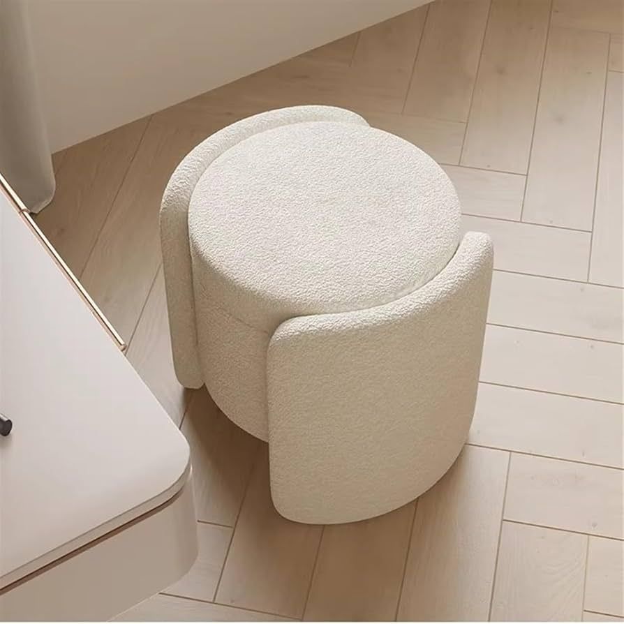 Storage Stool, Modern Round Dressing Stool, Upholstered Seat Multifunctional Footstool with Stora... | Amazon (US)