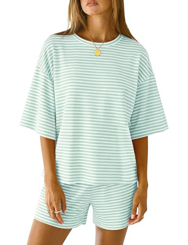 LOMON Summer Pj Sets for Woman 3/4 Sleeve Tops and Elastic Waist Shorts | Amazon (US)