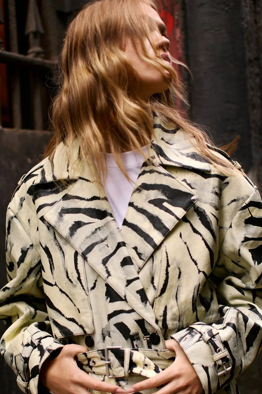 Zebra Print Real Leather Trench Coat | Nasty Gal US