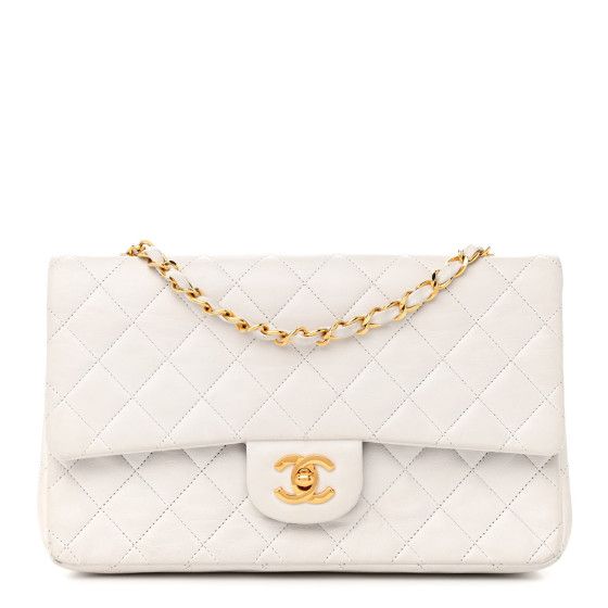 Lambskin Quilted Medium Double Flap White | FASHIONPHILE (US)