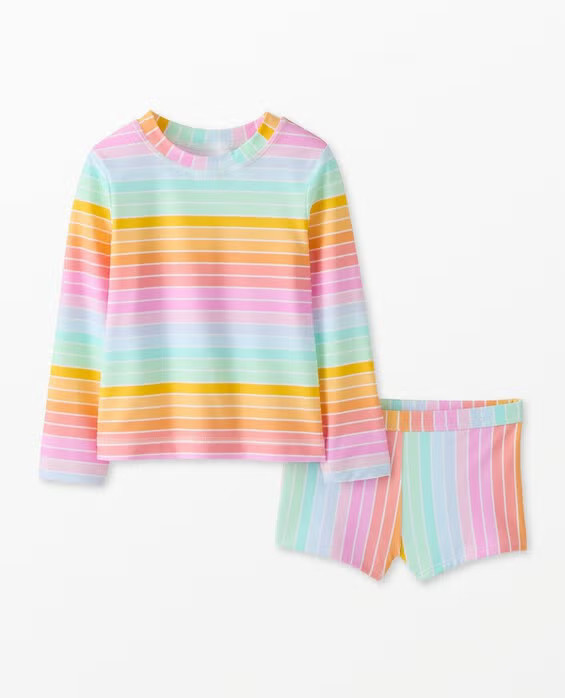Girls' Ombre Rainbow Stripe Rash Guard Top & Shorts Set - Size Toddler 2 by Hanna Andersson | Hanna Andersson