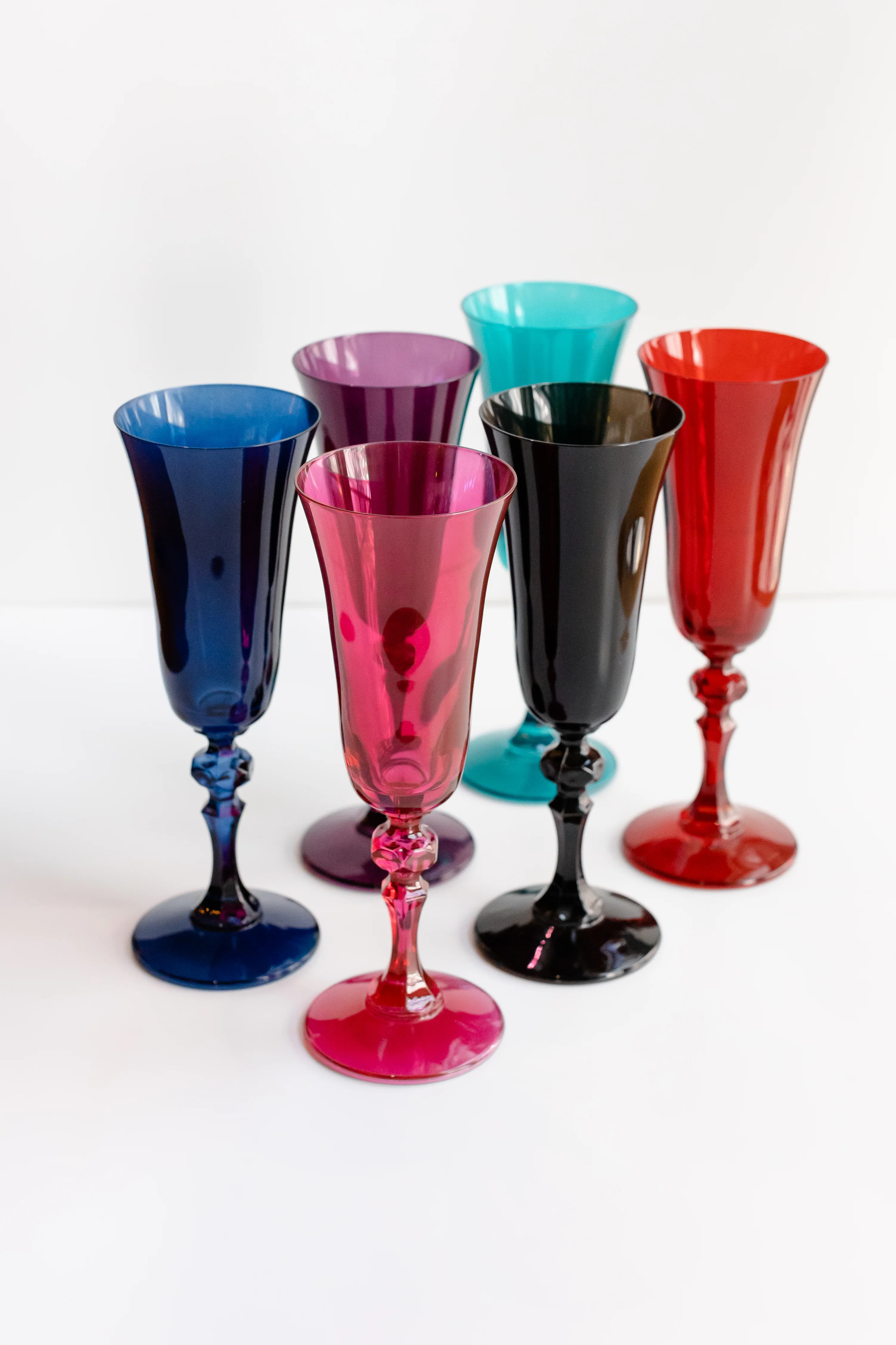 Estelle Colored Regal Flute - Set of 6 {Jewel Toned Mixed Set} | Estelle Colored Glass