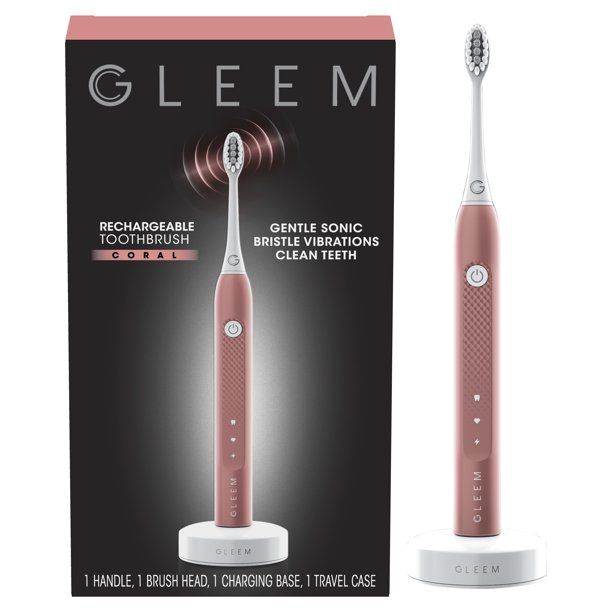 Gleem Rechargeable Electric Toothbrush, Soft, Coral, 1 Ct - Walmart.com | Walmart (US)