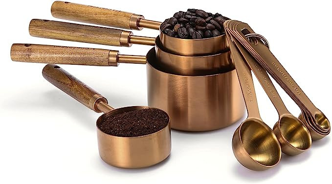 Malmo Measuring Cups and Spoons Set,10-piece with Wooden Handle, Titanium-plating stainless steel... | Amazon (US)