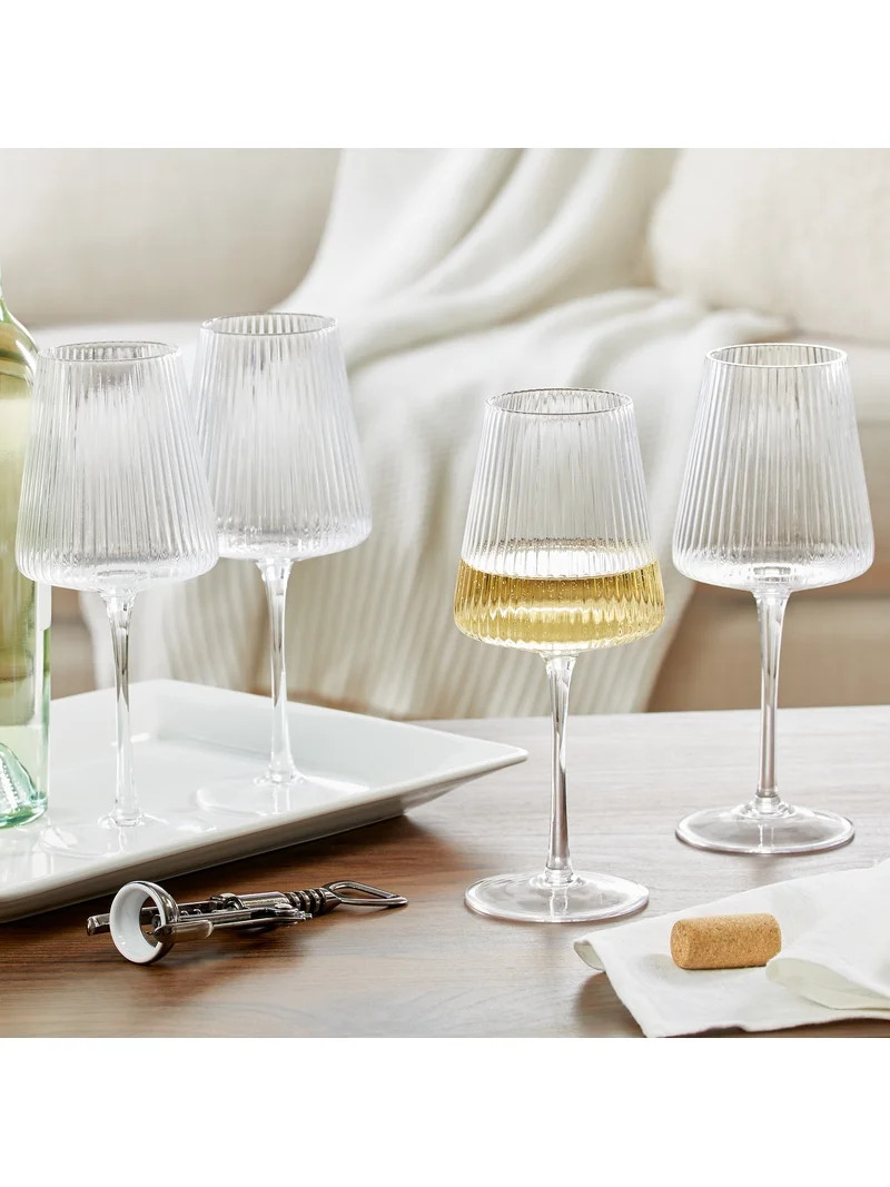 Better Homes & Gardens 17 oz Ribbed Wine Glass, Clear | Walmart (US)