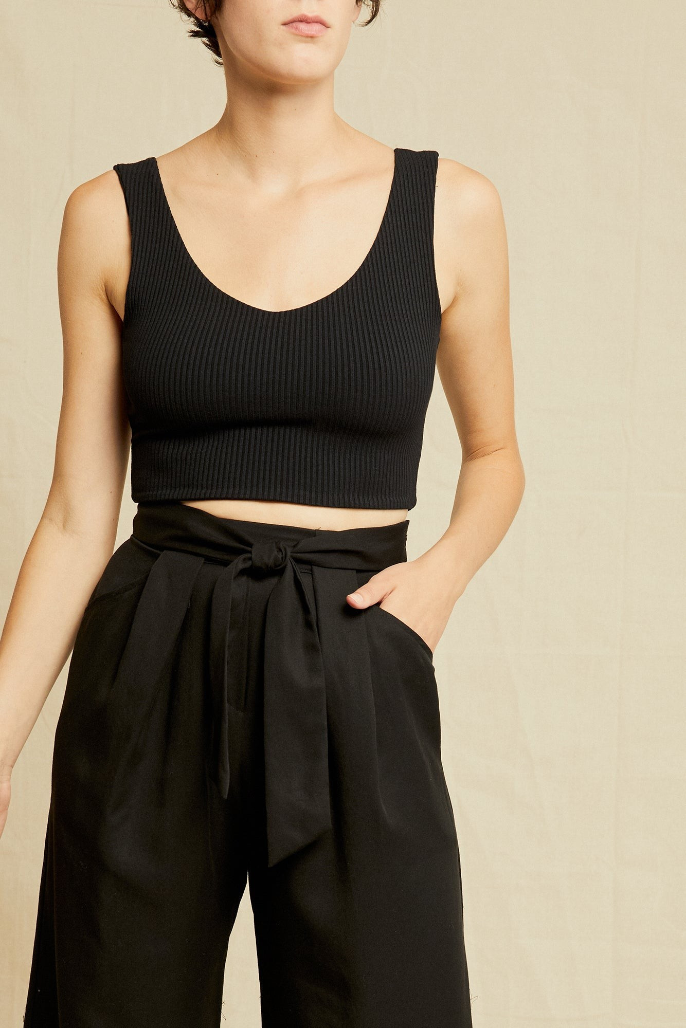 Rosa Paris Rib Tank - Black | Amour Vert